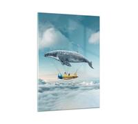 Quadro su Vetro 50x70cm Balena Bambini Aereo Stampe Immagini Moderni Murale