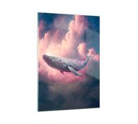 Quadro su Vetro 50x70cm Balena Fantastico Pastello Stampe Moderni Murale