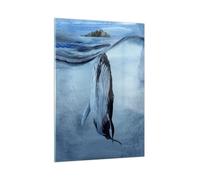 Quadro su Vetro 50x70cm Balena Oceano Acquerello Stampe Immagini Moderni Murale