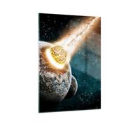 Quadro su Vetro 50x70cm Cataclismo Apocalisse Cometa Esplosione Stampe Murale