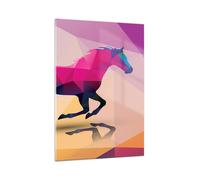 Quadro su Vetro 50x70cm Cavallo animali geometria diamante Stampe Moderni Murale