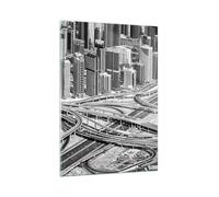 Quadro su Vetro 50x70cm Città grattacieli autostrada Stampe Moderni Murale
