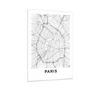 Quadro su Vetro 50x70cm Città mappa Parigi Stampe Immagini Quadri Moderni Murale