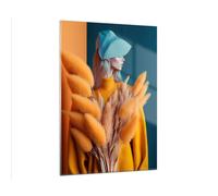 Quadro su Vetro 50x70cm Donna Moda Erba Della Pampa Stampe Moderni Murale