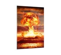 Quadro su Vetro 50x70cm Guerra bomba nucleare funghi apocalisse Stampe Murale