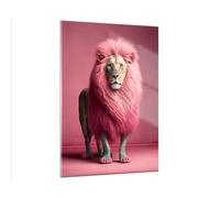 Quadro su Vetro 50x70cm Leone Avanguardia Da Ragazzina Stampe Moderni Murale