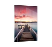 Quadro su Vetro 50x70cm Ponte rosa cielo Stampe Immagini Quadri Moderni Murale