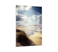 Quadro su Vetro 50x70cm Spiaggia Mare Dune Stampe Immagini Quadri Moderni Murale