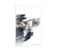 Quadro su Vetro 50x70cm testa illusione binocolo uomo Stampe Moderni Murale