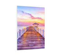 Quadro su Vetro 50x70cm Tramonto acqua ponte orizzonte Stampe Moderni Murale