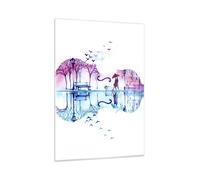 Quadro su Vetro 50x70cm Violino Walk la pioggia le attività Stampe Murale