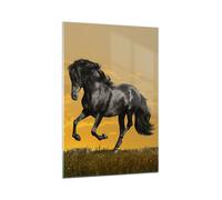 Quadro su Vetro 70x100cm Animali cavallo correndo prato Stampe Moderni Murale