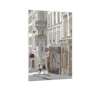 Quadro su Vetro 70x100cm Architettura Disegno Montmartre Stampe Moderni Murale