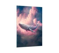 Quadro su Vetro 70x100cm Balena Fantastico Pastello Stampe Moderni Murale