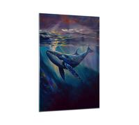Quadro su Vetro 70x100cm Balena Oceano Sott'Acqua Stampe Immagini Moderni Murale