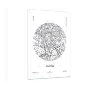 Quadro su Vetro 70x100cm Carta Geografica Cracovia Polonia Stampe Moderni Murale
