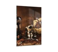 Quadro su Vetro 70x100cm Chicchi di caffè caffè tostato tazza Stampe Murale