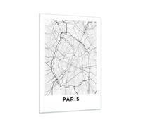 Quadro su Vetro 70x100cm Città mappa Parigi Stampe Immagini Moderni Murale