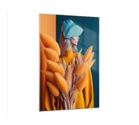Quadro su Vetro 70x100cm Donna Moda Erba Della Pampa Stampe Moderni Murale