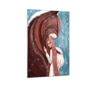 Quadro su Vetro 70x100cm Fiaba Gatto Ragazza Stampe Immagini Moderni Murale