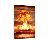 Quadro su Vetro 70x100cm Guerra bomba nucleare funghi apocalisse Stampe Murale