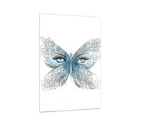 Quadro su Vetro 70x100cm illustrazione fronte farfalla ciglio Stampe Murale