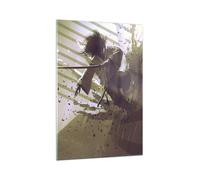 Quadro su Vetro 70x100cm Robot samurai spada combattimento Stampe Moderni Murale