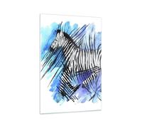 Quadro su Vetro 70x100cm Zebra Stripes fauna selvatica pelliccia Stampe Murale