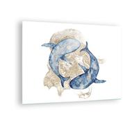 Quadro su Vetro 70x50cm Balena acquerello oro Stampe Immagini Moderni Murale