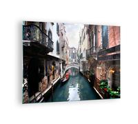Quadro su Vetro 70x50cm Barca ponte turismo venezia Stampe Moderni Murale