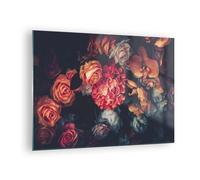 Quadro su Vetro 70x50cm Bouquet fiori rose Stampe Immagini Quadri Moderni Murale