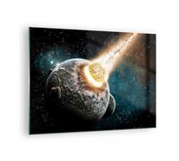 Quadro su Vetro 70x50cm Cataclismo Apocalisse Cometa Esplosione Stampe Murale
