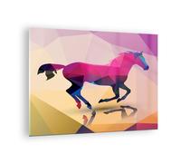 Quadro su Vetro 70x50cm Cavallo animali geometria diamante Stampe Moderni Murale