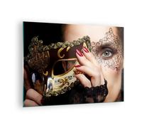 Quadro su Vetro 70x50cm Donna moda venezia maschera Stampe Moderni Murale