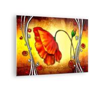 Quadro su Vetro 70x50cm Fiore righe segni Stampe Immagini Quadri Moderni Murale