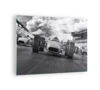Quadro su Vetro 70x50cm Formula 1 in bianco e nero Stampe Moderni Murale