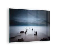 Quadro su Vetro 70x50cm Frangiflutti Nebbia Notte Stampe Immagini Moderni Murale