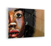 Quadro su Vetro 70x50cm Impasto Ritratto Africano Stampe Immagini Moderni Murale
