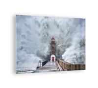 Quadro su Vetro 70x50cm Lanterna Mare Tempesta Stampe Immagini Moderni Murale