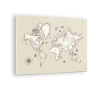 Quadro su Vetro 70x50cm Mappa mondo classico continenti Stampe Moderni Murale