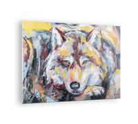 Quadro su Vetro 70x50cm Olio lupo cane Stampe Immagini Quadri Moderni Murale