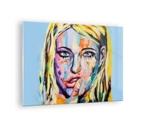 Quadro su Vetro 70x50cm Olio pittura ritratto donna Stampe Moderni Murale