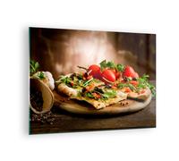 Quadro su Vetro 70x50cm Pizza vegetariano italia cibo Stampe Moderni Murale
