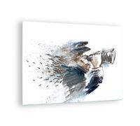 Quadro su Vetro 70x50cm testa illusione binocolo uomo Stampe Moderni Murale