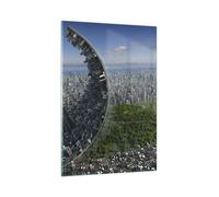 Quadro su Vetro 80x120cm Albero parco astrazione città Stampe Moderni Murale