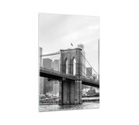 Quadro su Vetro 80x120cm Bridge Brooklyn in bianco e nero Stampe Moderni Murale