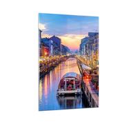 Quadro su Vetro 80x120cm Canale Grande Serata Stampe Immagini Moderni Murale