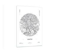 Quadro su Vetro 80x120cm Carta Geografica Cracovia Polonia Stampe Moderni Murale