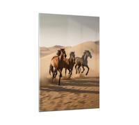 Quadro su Vetro 80x120cm Cavalli Deserto Dune Stampe Immagini Moderni Murale