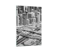 Quadro su Vetro 80x120cm Città grattacieli autostrada Stampe Moderni Murale